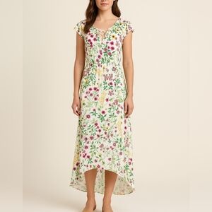 Wayf Floral High Low Midi Dress